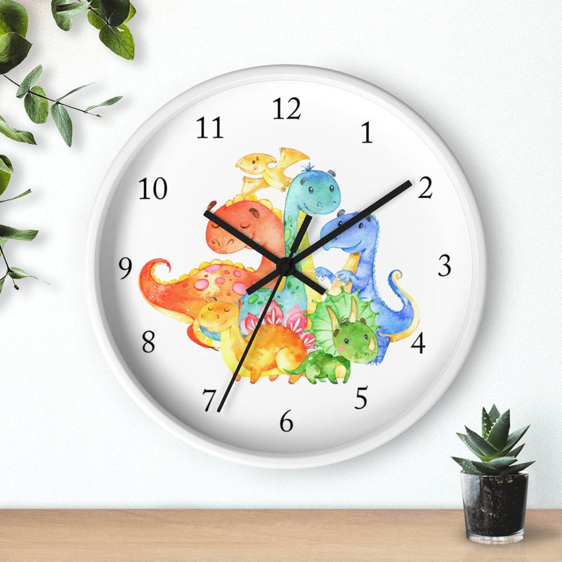 Dinosaurs Nursery Wall Clock,  Watercolor Dinosaurs Kids Bedroom Wall Clock, Baby Girl Boy Bedroom Wall Decor T131