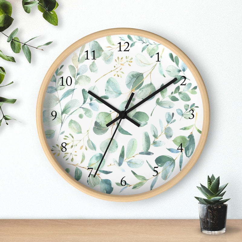 Eucalyptus Greenery Leaves Wall Clock,  Baby Girl Baby Boy Gender Neutral Nursery Bedroom Decor,  132