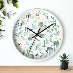 Eucalyptus Greenery Leaves Wall Clock,  Baby Girl Baby Boy Gender Neutral Nursery Bedroom Decor,  132