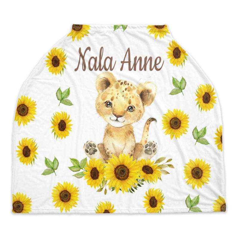 Lion Sunflowers Baby Car Seat Cover Canopy  Floral Girl Baby Shower Gift Shopping Cart Highchair Nursing Privacy Carseat Cover C147