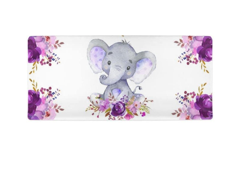 Elephant Purple Floral Baby Changing Pad Cover Purple Lavender  Watercolor Flowers  Shower Gift Nursery Crib Bedding C166