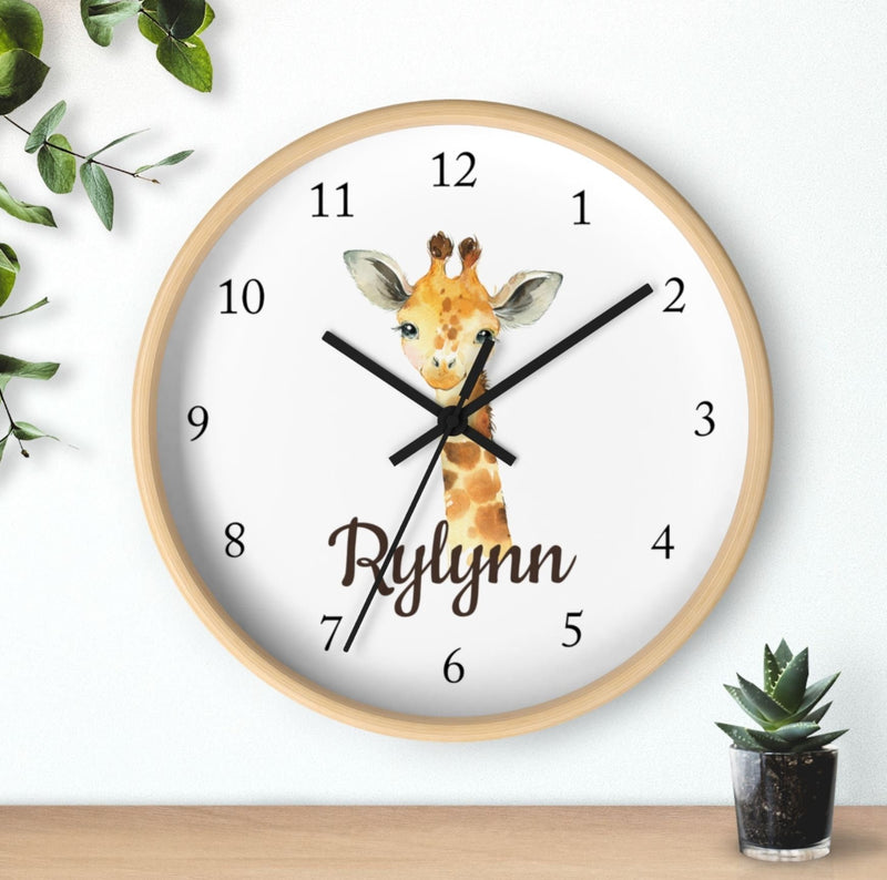 Giraffe  Wall Clock,  Nursery Wall Clock, Girl Boy Bedroom Decor, Safari Zoo Animals Nursery Decor T139