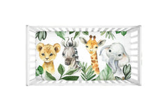 Safari Animals Crib Sheet, Jungle Animals Jungle Greenery Leaves Forest Newborn Baby Shower Gift Animals Nursery  Cover C176