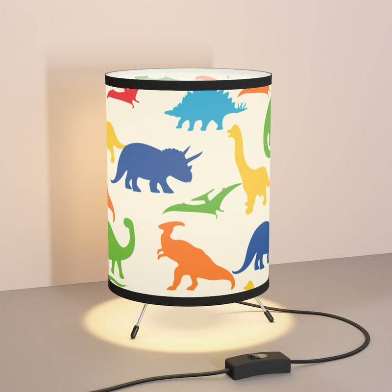 Dinosaur Nursery Table Lamp, Baby Boy Kids Bedroom Lamp , Red Blue Green Yellow Orange Dinosaurs Room Decor