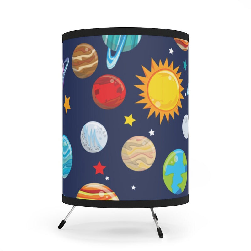 Space Planets Kids Table Lamp, Outerspace Nursery Lamp Bedroom Decor Tripod Lamp Baby Shower Gift