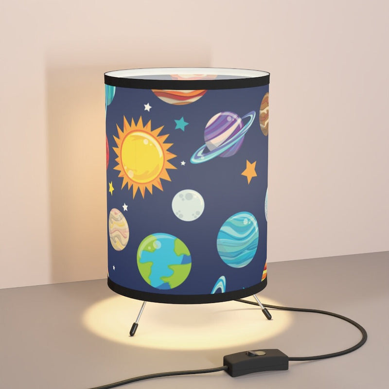 Space Planets Kids Table Lamp, Outerspace Nursery Lamp Bedroom Decor Tripod Lamp Baby Shower Gift