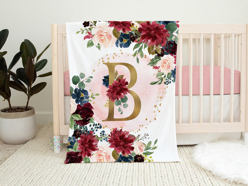 Pink Floral Personalized Baby Girl Gift with Name