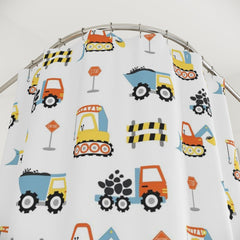 Construction kids Shower Curtain Bath Mat Kids Bathroom Girl Boy Transportation Trucks Bathroom Decor Siblings Brother Sister S198