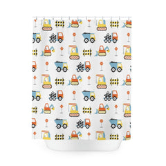 Construction kids Shower Curtain Bath Mat Kids Bathroom Girl Boy Transportation Trucks Bathroom Decor Siblings Brother Sister S198