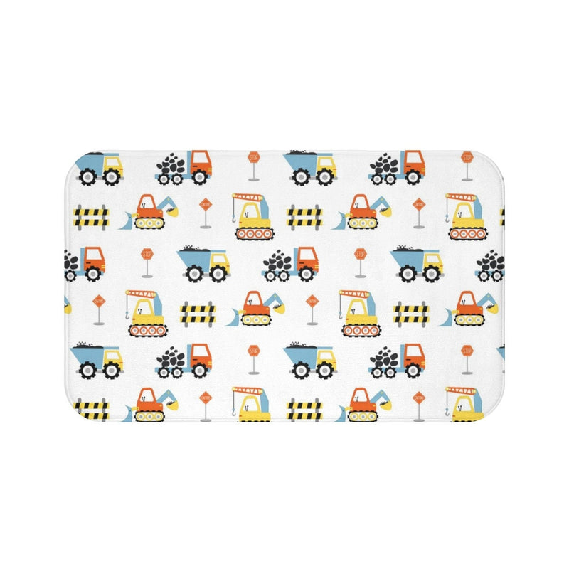 Construction kids Shower Curtain Bath Mat Kids Bathroom Girl Boy Transportation Trucks Bathroom Decor Siblings Brother Sister S198