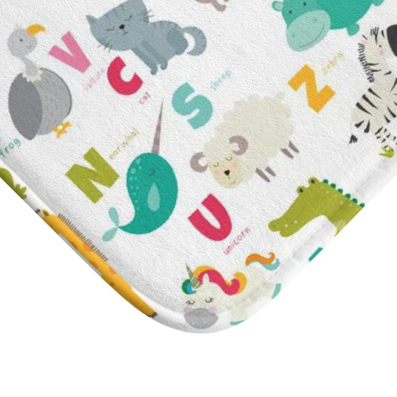 Animals Alphabet Kids Shower Curtain Bath Mat Bathroom Baby Girl Boy ABC Bathroom Decor Safari Jungle Brother Sister Siblings Bathroom P132