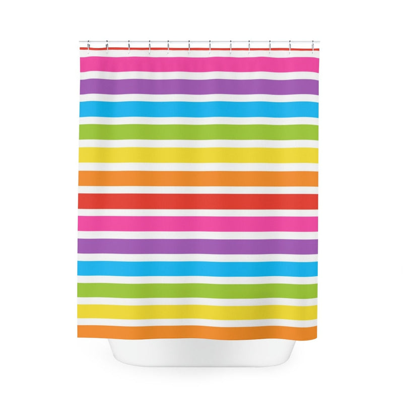 Rainbow Stripes Kids Shower Curtains, Colorful Girl Boy Siblings Brother Sister Bathroom Curtain, Bathroom Decor Bath Mat P133