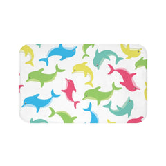 Dolphins Kids Shower Curtains, Sea Animals Fish Girl Boy Siblings Bathroom Curtain Bath Mat P130