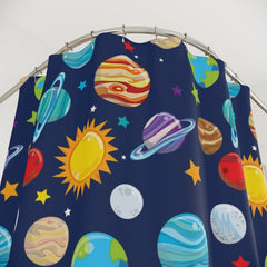 Space Kids Shower Curtain Solar System Outerspace Planets Theme Kids Boy Bathroom Decor Bath Mat S169