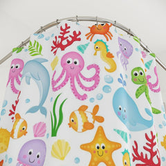 Sea Animals Kids Shower Curtain Ocean Under The Sea Girl Boy Siblings Baby Shower Curtain Bath Mat Whale Octopus Turtle Crab S168