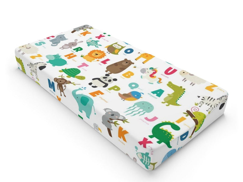 Animals Alphabet Baby Crib Sheet, Animals Crib Sheet, Girl Boy Neutral Baby Shower Gift Nursery C182