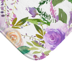 Purple Lavender Floral Shower Curtain, Bath Mat