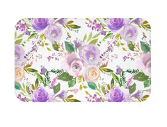 Purple Lavender Floral Shower Curtain, Bath Mat