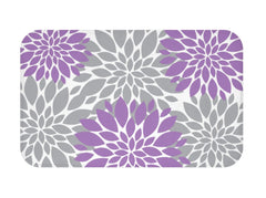 Purple Gray Dahlia Floral Shower Curtain, Bath Mat