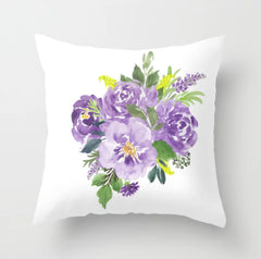 Floral Throw Pillow, Purple Lavender Watercolor Flowers Roses Decorative Pillow P113