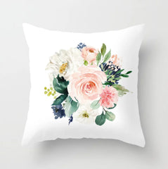 Floral Throw Pillow, Navy Blush Pink Watercolor Flowers Roses Decorative Pillow P115